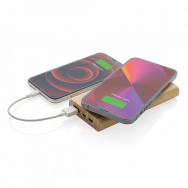 Logotrade Logogeschenke das Foto: 8.000mAh Bambus-Wireless-Powerbank