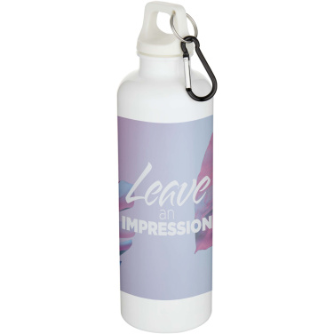 Logotrade Firmengeschenke das Foto: Oregon 750 ml einfarbige RS-zertifizierte Wasserflasche aus recyceltem Kunststoff mit Karabinerhaken