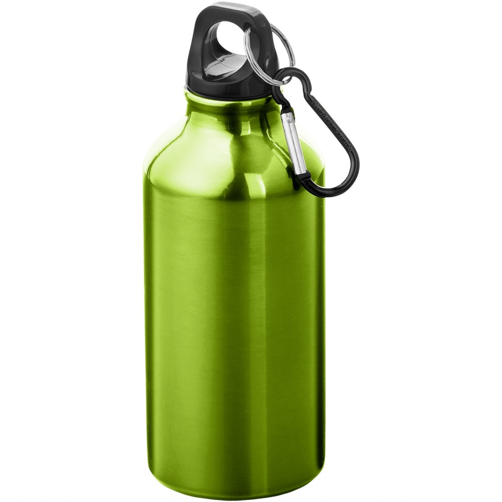 Logo trade promotional gifts picture of: Oregon 400 ml aluminium water bottle with carabiner
