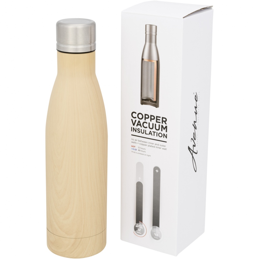 Logo trade promotional giveaways picture of: Vasa 500 ml wood-look copper vacuum insulated bottle