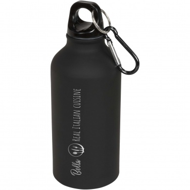 Logo trade business gifts image of: Oregon 400 ml matte water bottle with carabiner