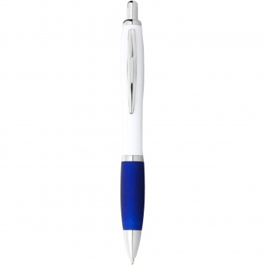 Logo trade promotional giveaways picture of: Nash ballpoint pen with white barrel and coloured grip