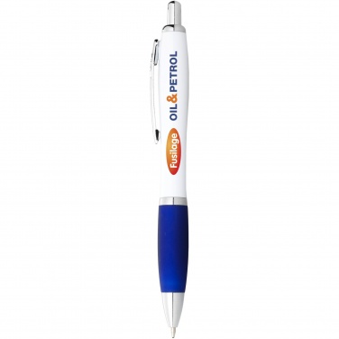 Logo trade advertising products image of: Nash ballpoint pen with white barrel and coloured grip
