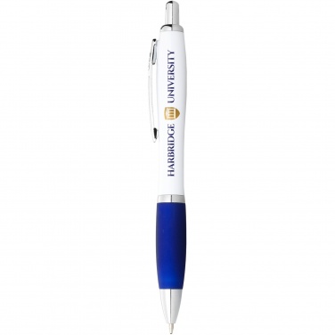 Logo trade business gift photo of: Nash ballpoint pen with white barrel and coloured grip