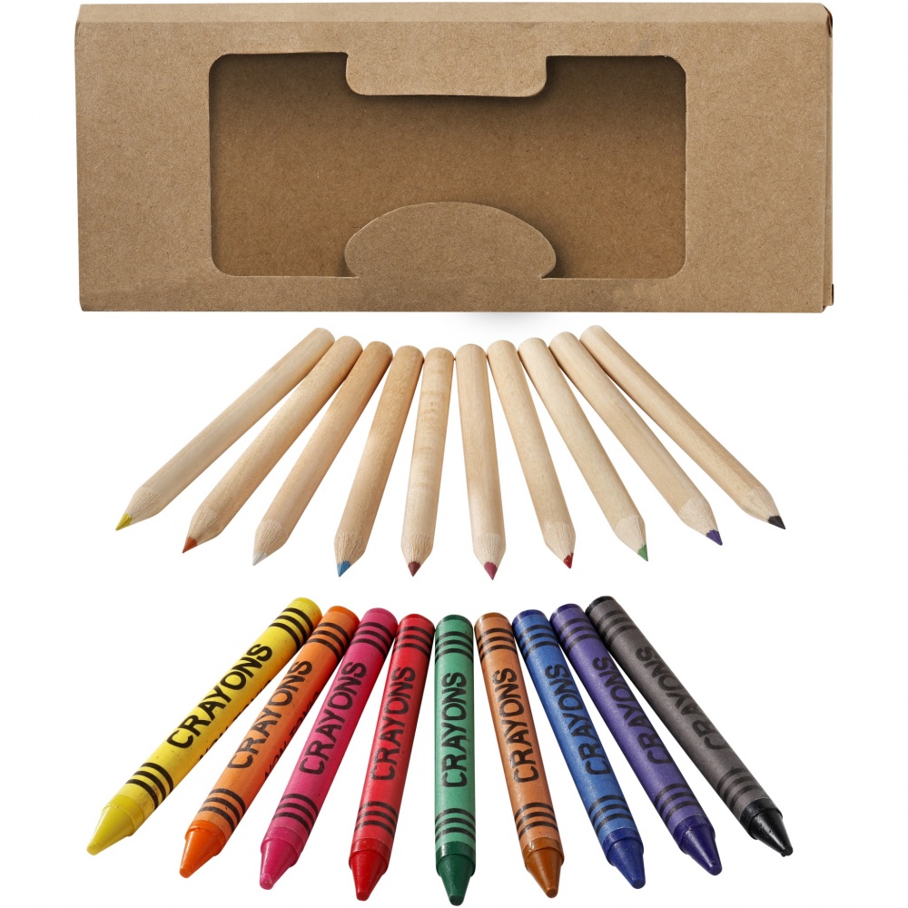 Logo trade promotional merchandise picture of: Lucky 19-piece coloured pencil and crayon set