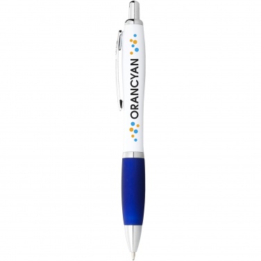 Logo trade promotional gifts picture of: Nash ballpoint pen white barrel and coloured grip