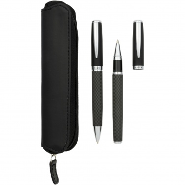Logotrade business gift image of: Carbon duo pen gift set with pouch