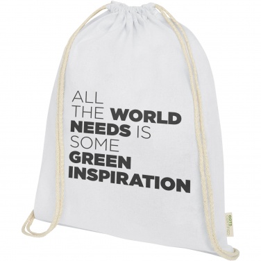 Logo trade promotional gifts image of: Orissa 100 g/m² organic cotton drawstring bag 5L