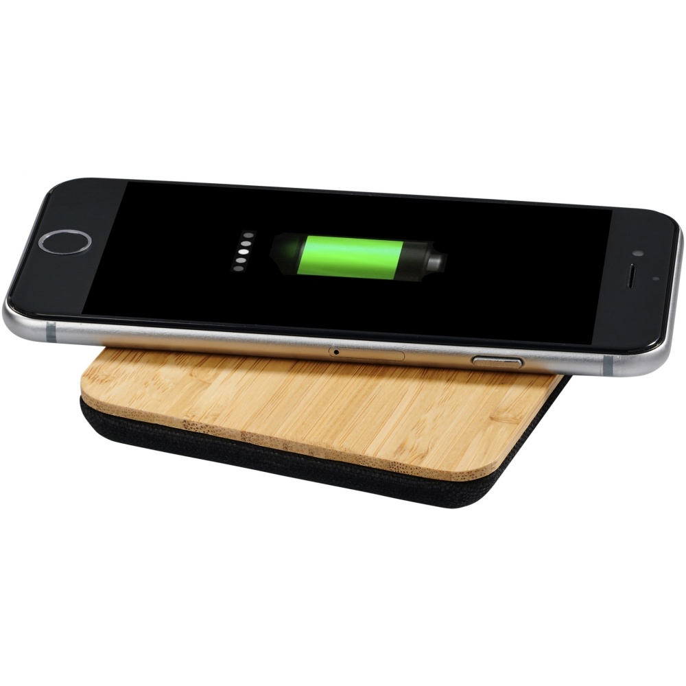 Logotrade promotional gift image of: Leaf 5W bamboo and fabric wireless charging pad