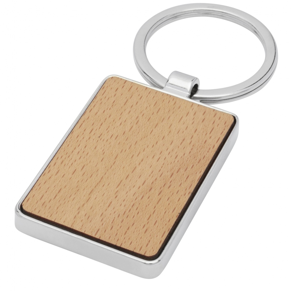 Logo trade corporate gifts image of: Mauro beech wood rectangular keychain