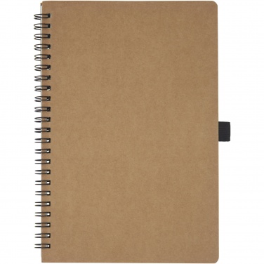 Logo trade business gifts image of: Cobble A5 wire-o recycled cardboard notebook with stone paper