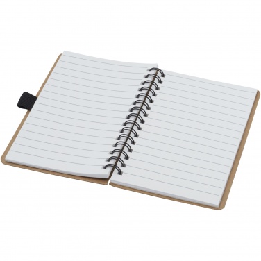 Logo trade advertising product photo of: Cobble A6 wire-o recycled cardboard notebook with stone paper