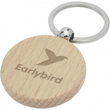 Logo trade promotional product photo of: Giovanni beech wood round keychain