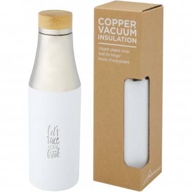 Logo trade advertising products image of: Hulan 540 ml copper vacuum insulated stainless steel bottle with bamboo lid