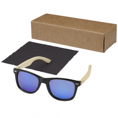 Logo trade business gifts image of: Taiyō rPET/bamboo mirrored polarized sunglasses in gift box