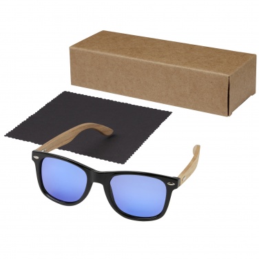 Logo trade corporate gifts image of: Hiru rPET/wood mirrored polarized sunglasses in gift box