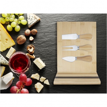 Logo trade business gift photo of: Mancheg bamboo magnetic cheese board and tools