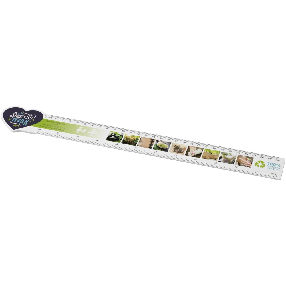 Logotrade advertising product image of: Tait 30cm heart-shaped recycled plastic ruler