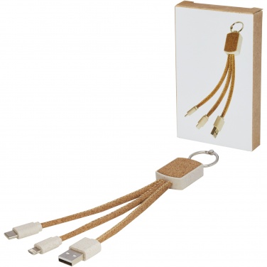 Logo trade corporate gifts image of: Bates wheat straw and cork 3-in-1 charging cable