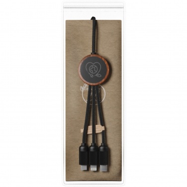 Logo trade promotional gifts image of: SCX.design C36 3-in-1 rPET light-up logo extended charging cable with round bamboo casing