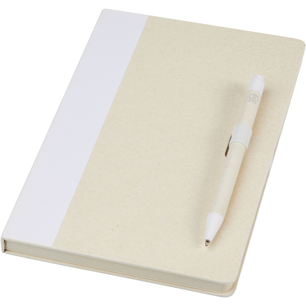 Logo trade promotional products image of: Dairy Dream A5 size reference recycled milk cartons notebook and ballpoint pen set