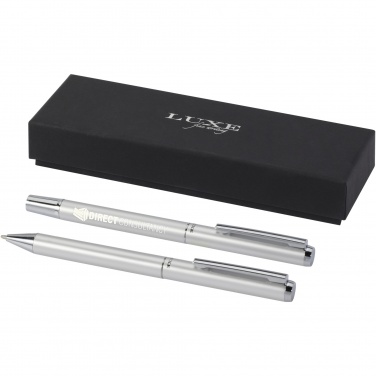 Logo trade corporate gifts image of: Lucetto recycled aluminium ballpoint and rollerball pen gift set
