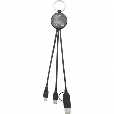 Logo trade advertising products picture of: Tecta 6-in-1 recycled plastic/bamboo charging cable with keyring