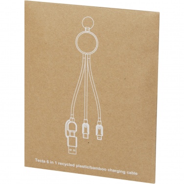 Logotrade promotional item image of: Tecta 6-in-1 recycled plastic/bamboo charging cable with keyring