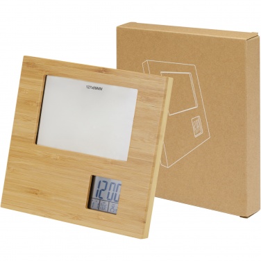 Logo trade promotional items image of: Sasa bamboo photo frame with thermometer