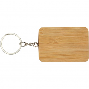 Logo trade advertising products image of: Reel 6-in-1 retractable bamboo key ring charging cable