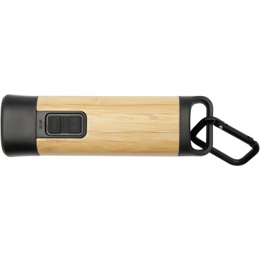 Logo trade promotional gifts image of: Kuma bamboo/RCS recycled plastic torch with carabiner