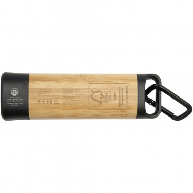 Logo trade business gifts image of: Kuma bamboo/RCS recycled plastic torch with carabiner