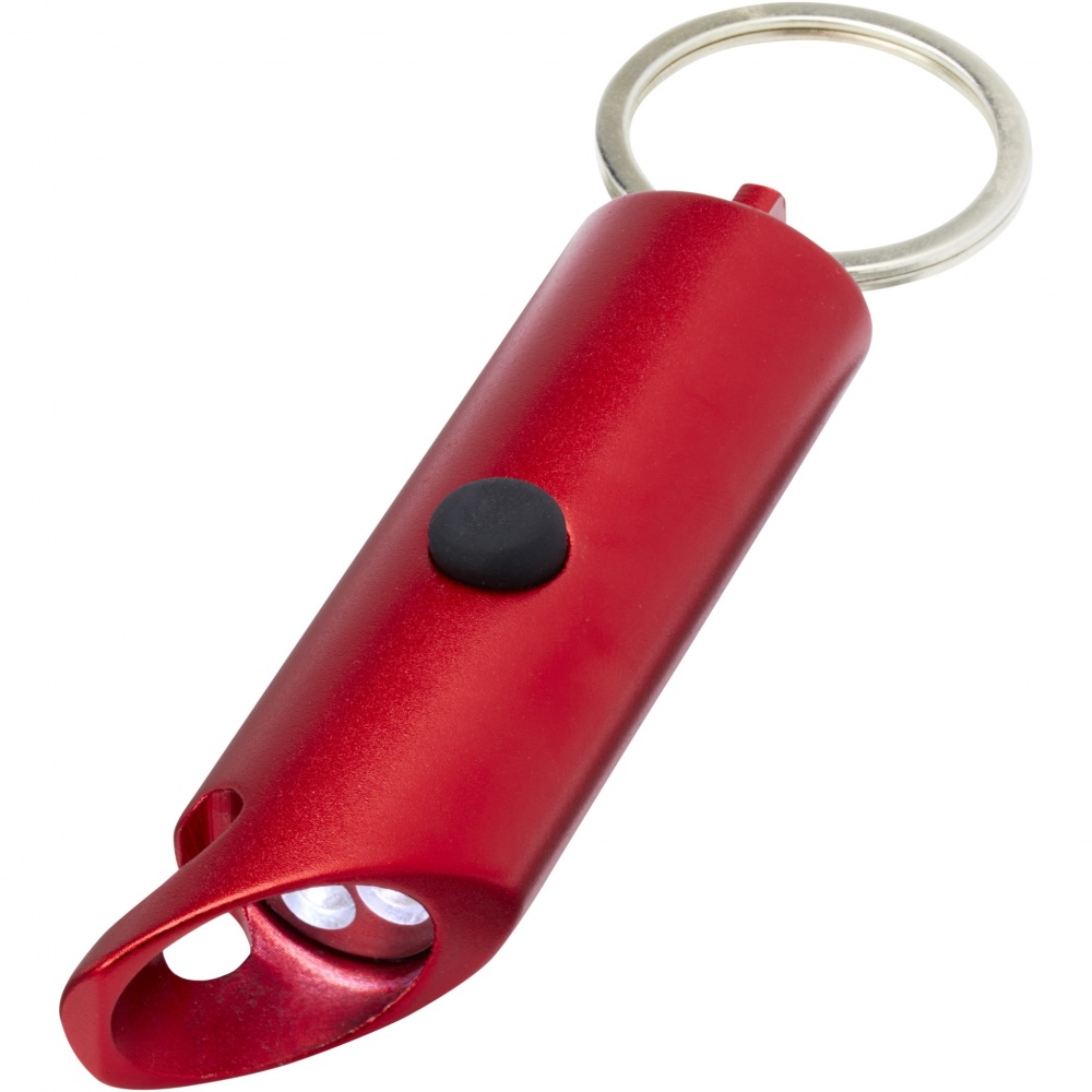Logo trade promotional gifts picture of: Flare RCS recycled aluminium IPX LED light and bottle opener with keychain