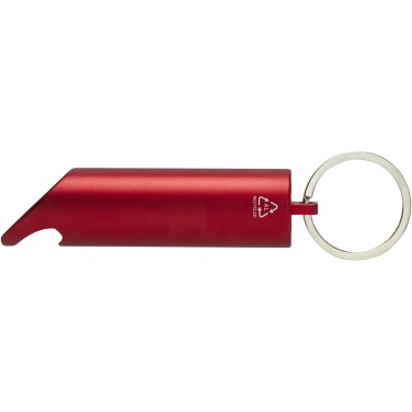 Logo trade promotional gift photo of: Flare RCS recycled aluminium IPX LED light and bottle opener with keychain