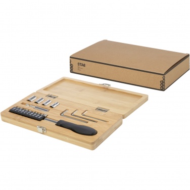 Logo trade promotional merchandise image of: Rivet 19-piece bamboo/recycled plastic tool set