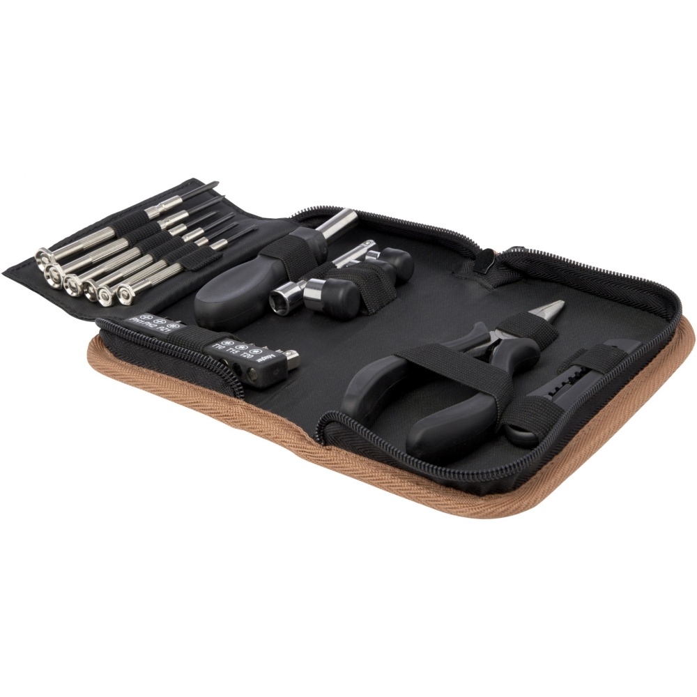 Logotrade promotional gift picture of: Spike 24-piece RCS recycled plastic tool set with cork pouch