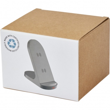 Logo trade promotional product photo of: Loop 15W dual coil RCS recycled plastic wireless charging stand