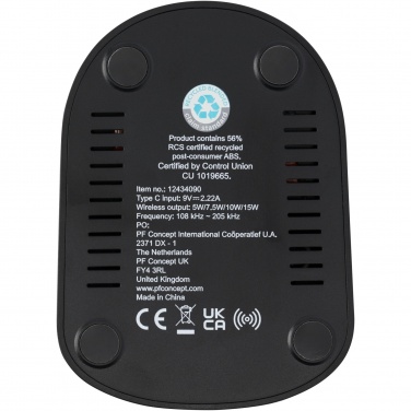 Logo trade business gift photo of: Loop 15W dual coil RCS recycled plastic wireless charging stand