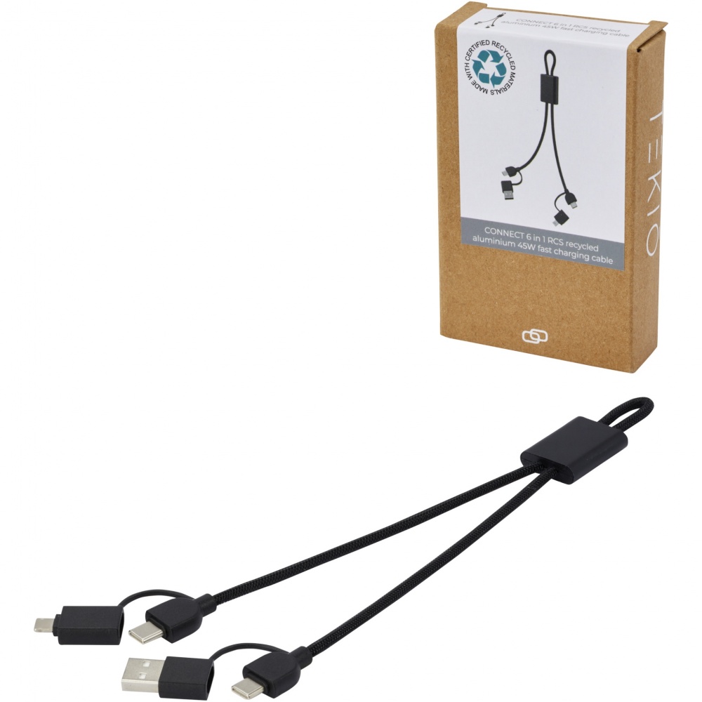 Logo trade promotional items picture of: Connect 6-in-1 RCS recycled aluminium 45W quick charge & data transfer cable