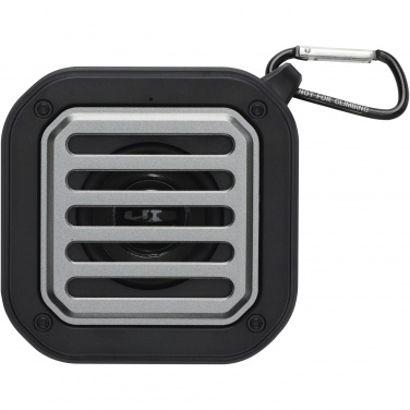 Logotrade corporate gift picture of: Solo 3W IPX5 RCS recycled plastic solar Bluetooth® speaker with carabiner 