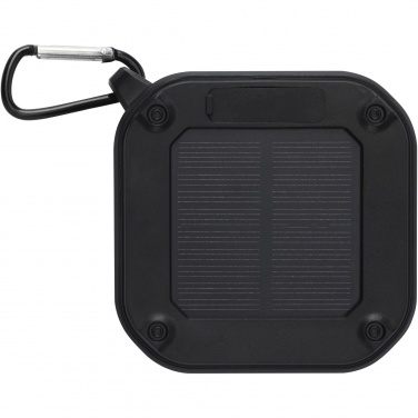 Logotrade promotional merchandise image of: Solo 3W IPX5 RCS recycled plastic solar Bluetooth® speaker with carabiner 