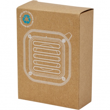 Logotrade promotional item image of: Solo 3W IPX5 RCS recycled plastic solar Bluetooth® speaker with carabiner 