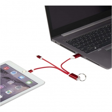 Logotrade promotional giveaway image of: Metal 4-in-1 recycled aluminium charging cable with keychain