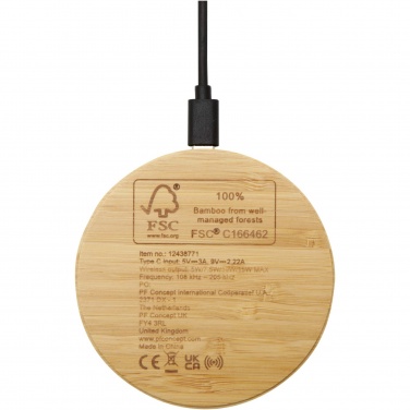 Logotrade promotional gift image of: Essence 15W bamboo wireless charging pad