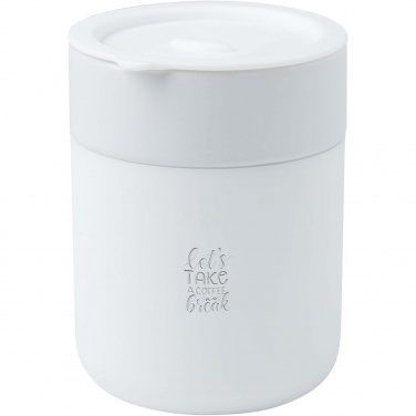 Logo trade promotional merchandise photo of: Java 330 ml ceramic tumbler with silicone wrap and plastic lid