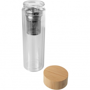 Logo trade promotional merchandise picture of: Bailey 400 ml borsilicate glass infuser bottle with bamboo lid