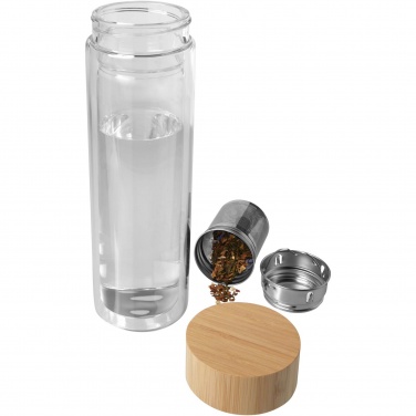 Logotrade promotional product image of: Bailey 400 ml borsilicate glass infuser bottle with bamboo lid