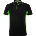 Montmelo short sleeve unisex sports polo, Solid black / Lime