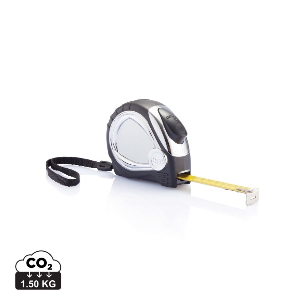 Logotrade promotional gift picture of: Chrome plated auto stop tape measure