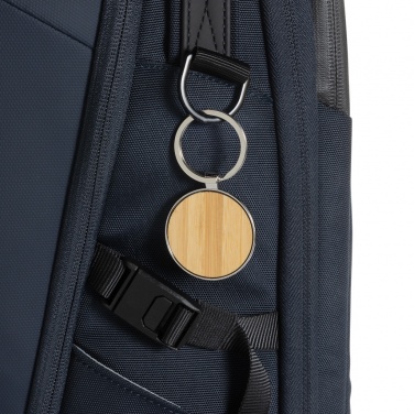 Logotrade promotional giveaway image of: RCS recycled zinc alloy round keychain with bamboo